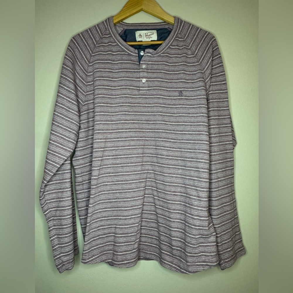 Original Penguin Gray Striped Long Sleeve‎ Shirt